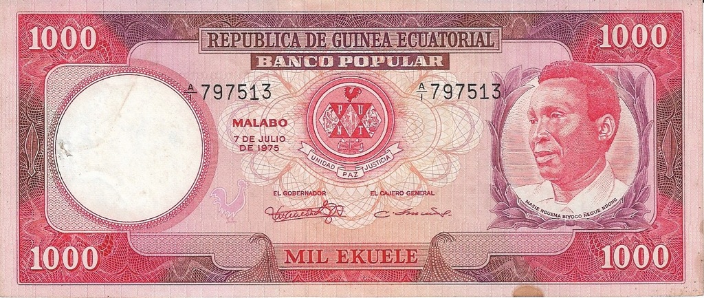 Gwinea Równikowa 1000 bipkwele 1975r