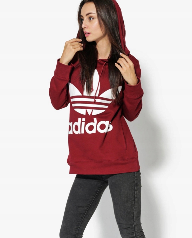 Bluza Adidas Trefoil Damska Hoodie Xs Bordowa 8474512539 Oficjalne Archiwum Allegro