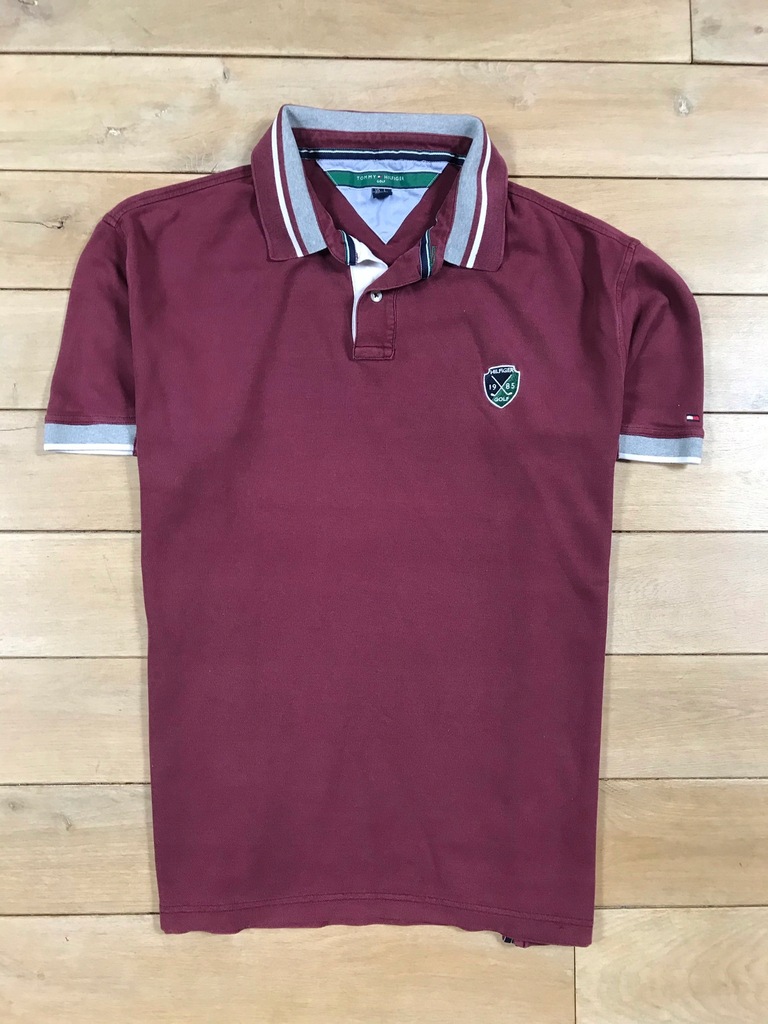 Tommy Hilfiger Golf bordowa polo męskie logo XL