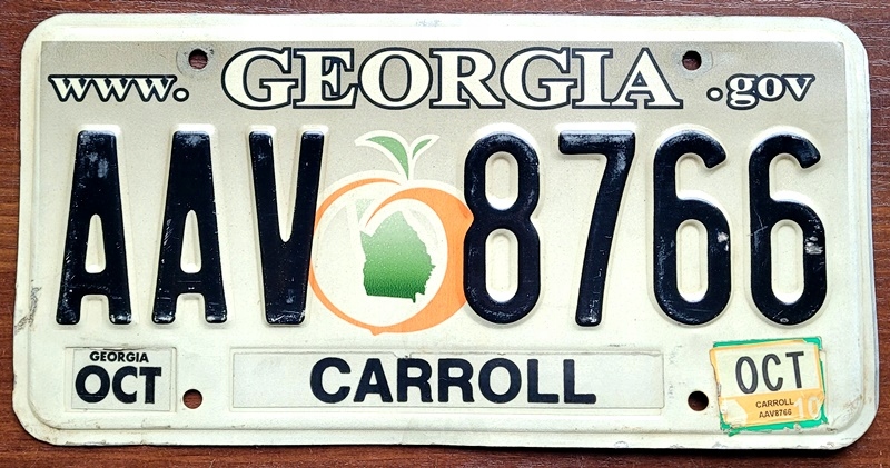Georgia 2010 - tablica rejestracyjna z USA