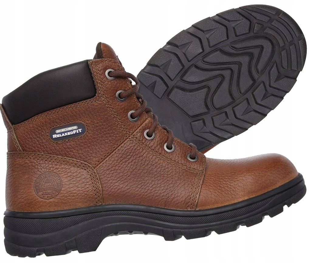 Buty męskie Skechers Workshire 77009EC-BRN NA CO DZIEN WYGODNE WYSOKIE