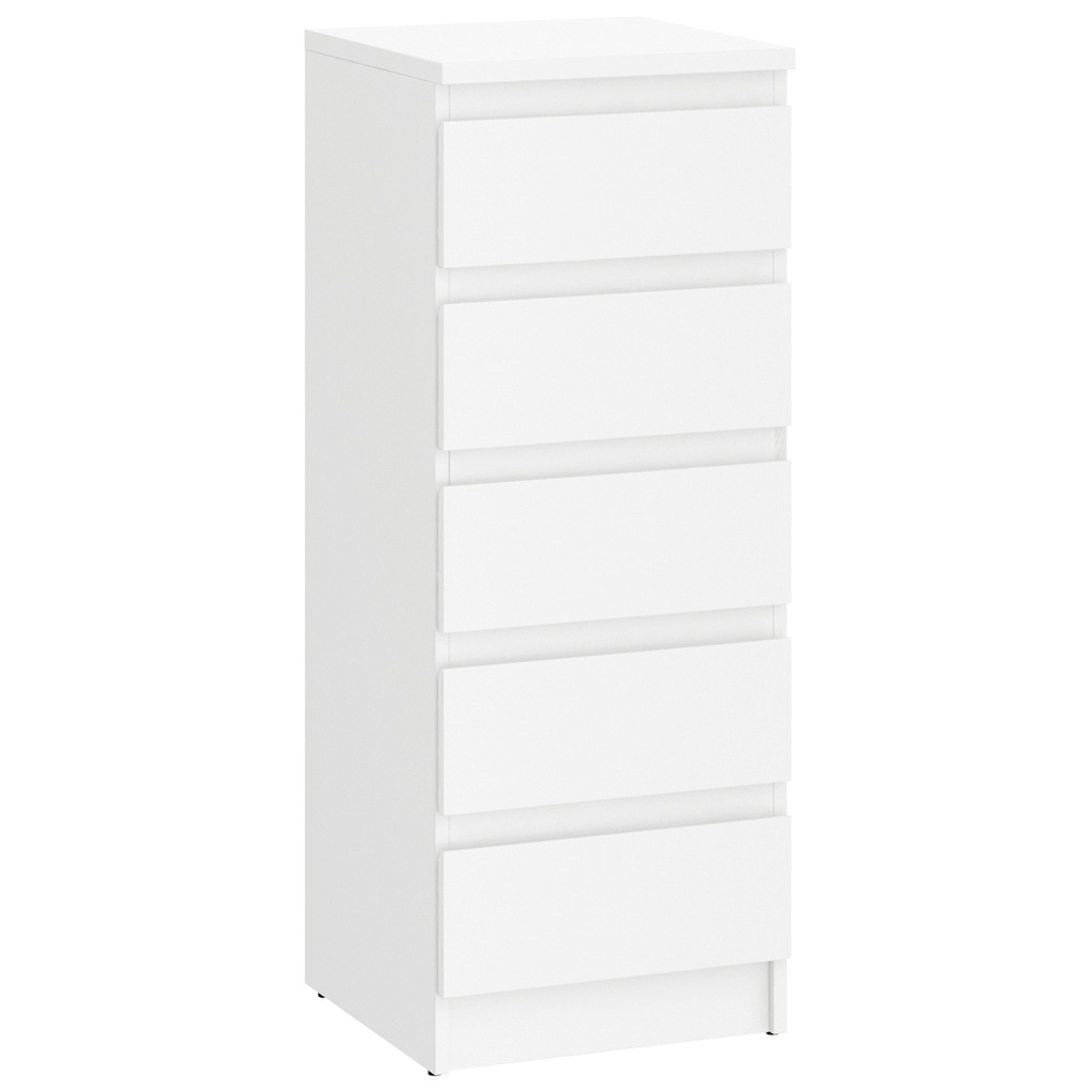 KOMODA SZAFKA STELLA 5S 40CM WĄSKA WYSOKA BIAŁA MATOWA MAFMEBLE