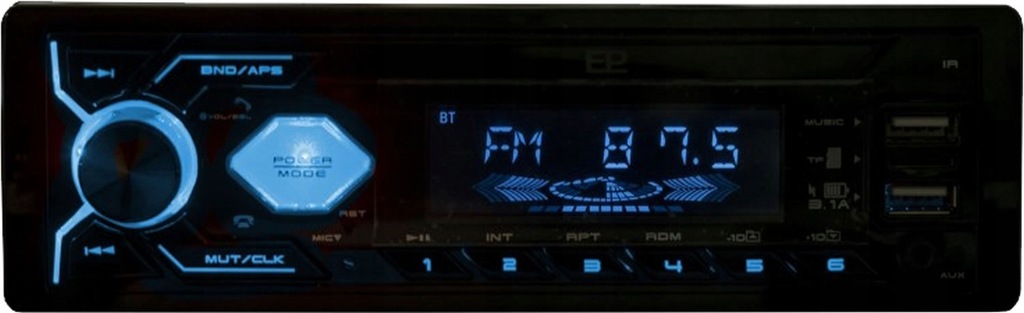 Radio samochodowe 1-DIN NIEBIESKIE USB BLUETOOTH