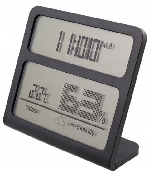 Minitermometr zegar cyfrowy czarny OHIO