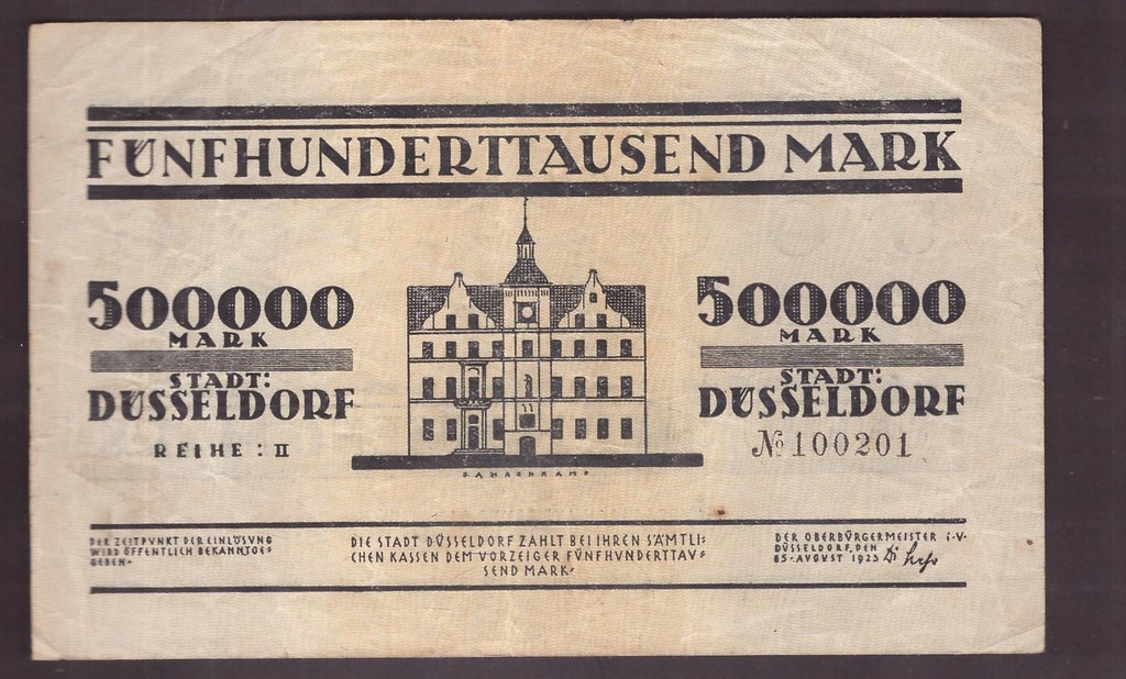 Niemcy Dusseldorf - banknot - 500000 Marek 1923 rok