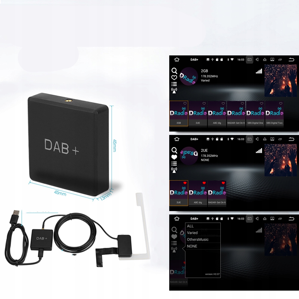 DAB 004 DAB+ Box Cyfrowy radiowy tuner antenowy FM 12192406889 oficjalne archiwum Allegro