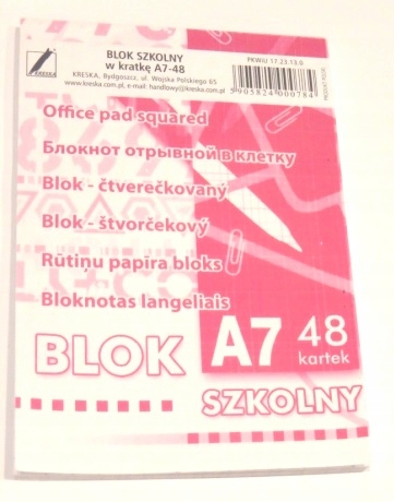 Blok biurowy notatnik A7 48 kartek w kratkę Kreska