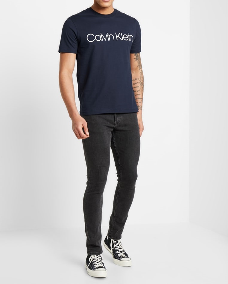 CALVIN KLEIN JEANS koszulka t-shirt granatowy / XL
