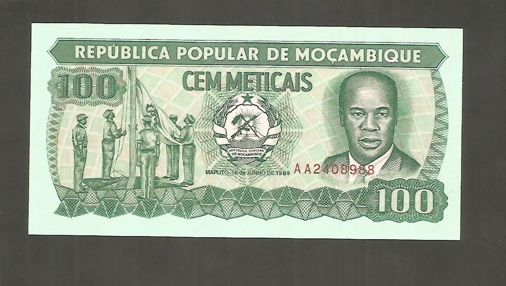 BANKNOT MOZAMBIK - 100 METICAIS - 1989 rok , UNC