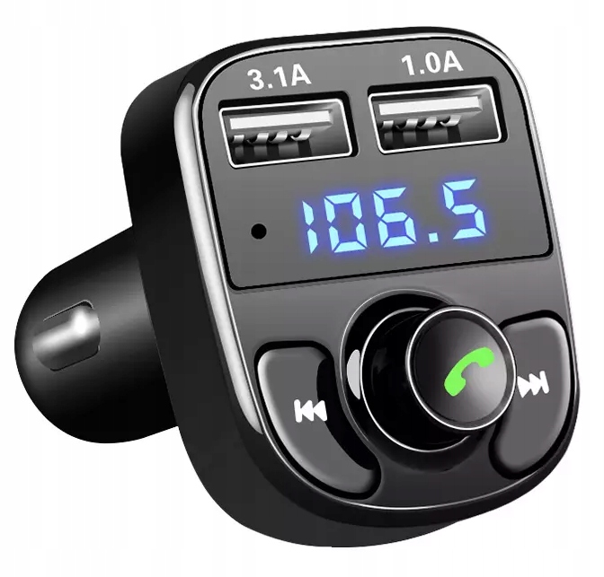 Transmiter FM BLUETOOTH ŁADOWARKA 2 x USB