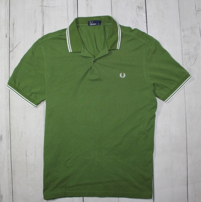 FRED PERRY GREEN COTTON KOSZULKA XL