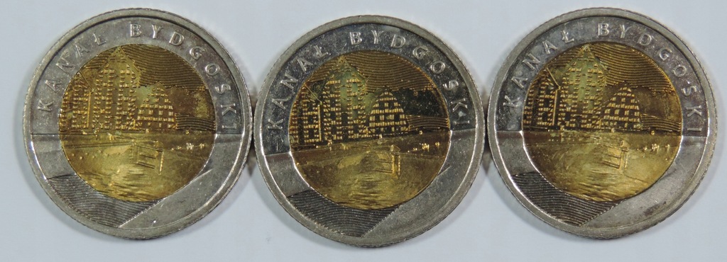 ZESTAW 3x MONETA - POLSKA - 5 ZŁOTYCH - KANAŁ BYDGOSKI -OE3361