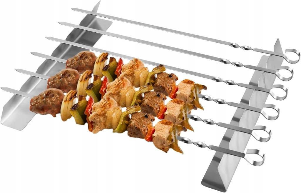 Zestaw szaszłyków do grilla, 2 stojaki na kebab i 6 szpikulców do grilla