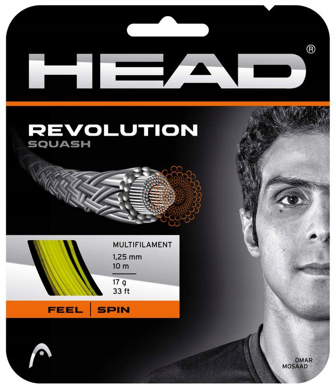 Naciąg do squasha Head Revolution Yellow 1.25mm
