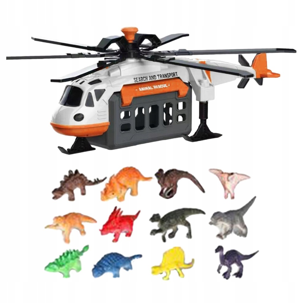 Helicopter Toy Helicopter white with dinosaurs