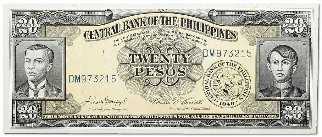 33.ci.Filipiny, 20 Pesos 1946-1969, P.137.d, St.1