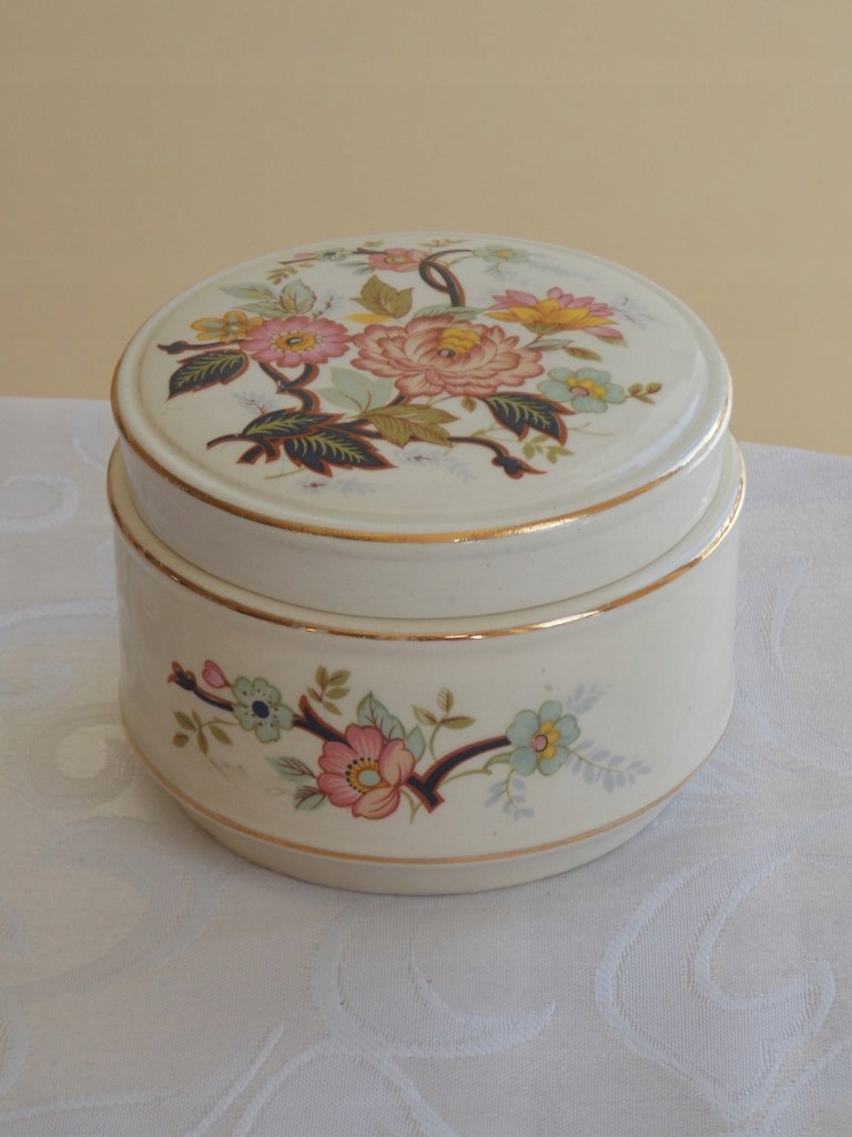 Piękne stare porcelanowe puzdro szkatułka Sadler