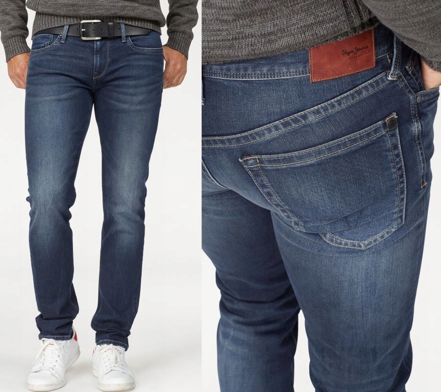 PEPE JEANS GRANATOWE MĘSKIE SPODNIE JEANSOWE 36/32