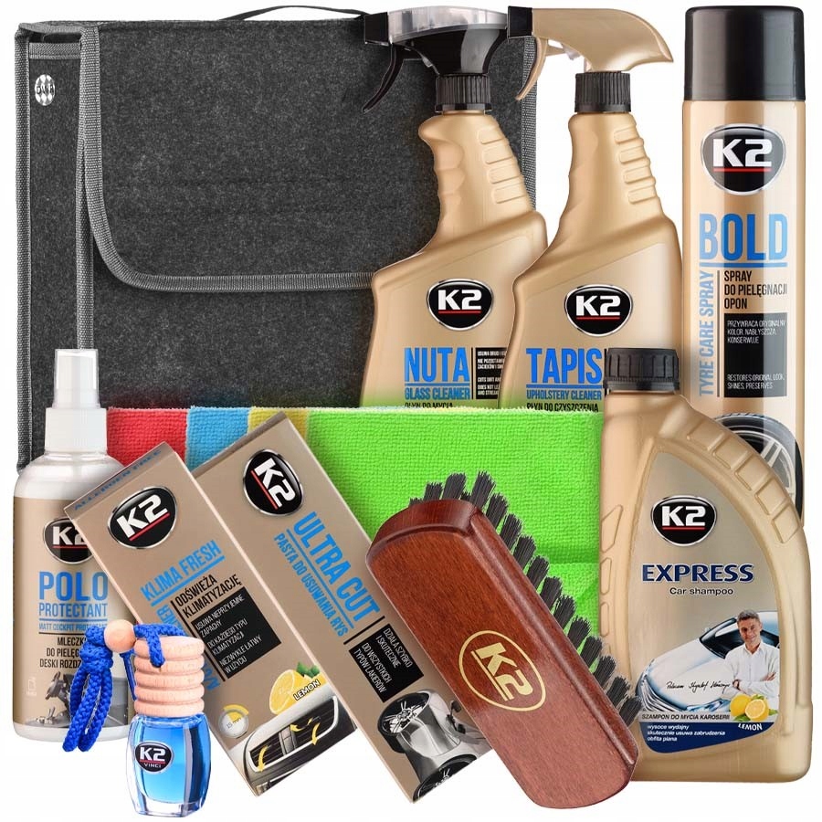 Zestaw kosmetyków K2 do pielęgnacji auta + Kuferek