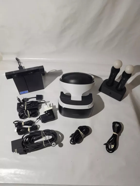 ZESTAW SONY PS VR: GOGLE, ADAPTER TV, KAMERA, 2X PAD, ADAPTER KAMERY, OKAB