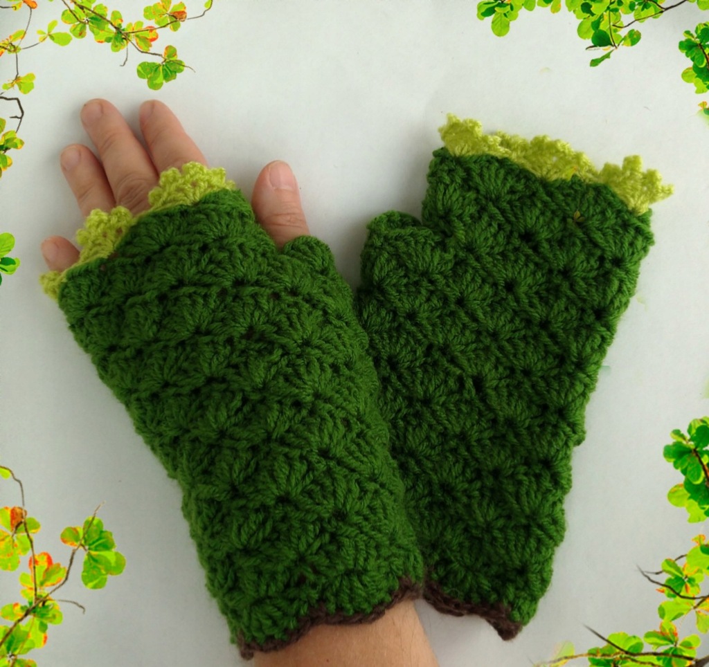 rękawiczki mitenki HAND MADE zieleń