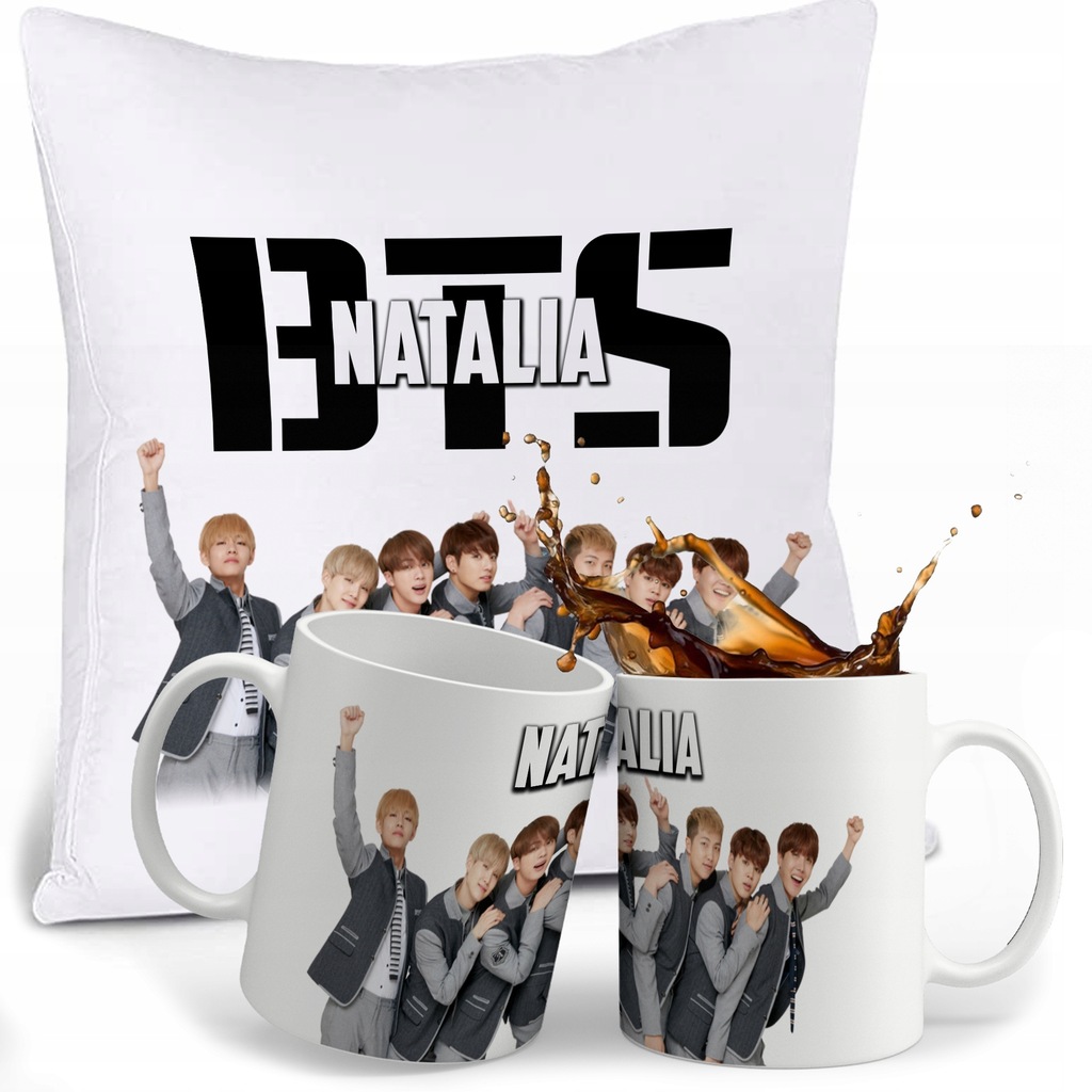 ZESTAW BANGTAN BOYS BTS KUBEK + PODUSZKA + IMIE - 11052890505 ...