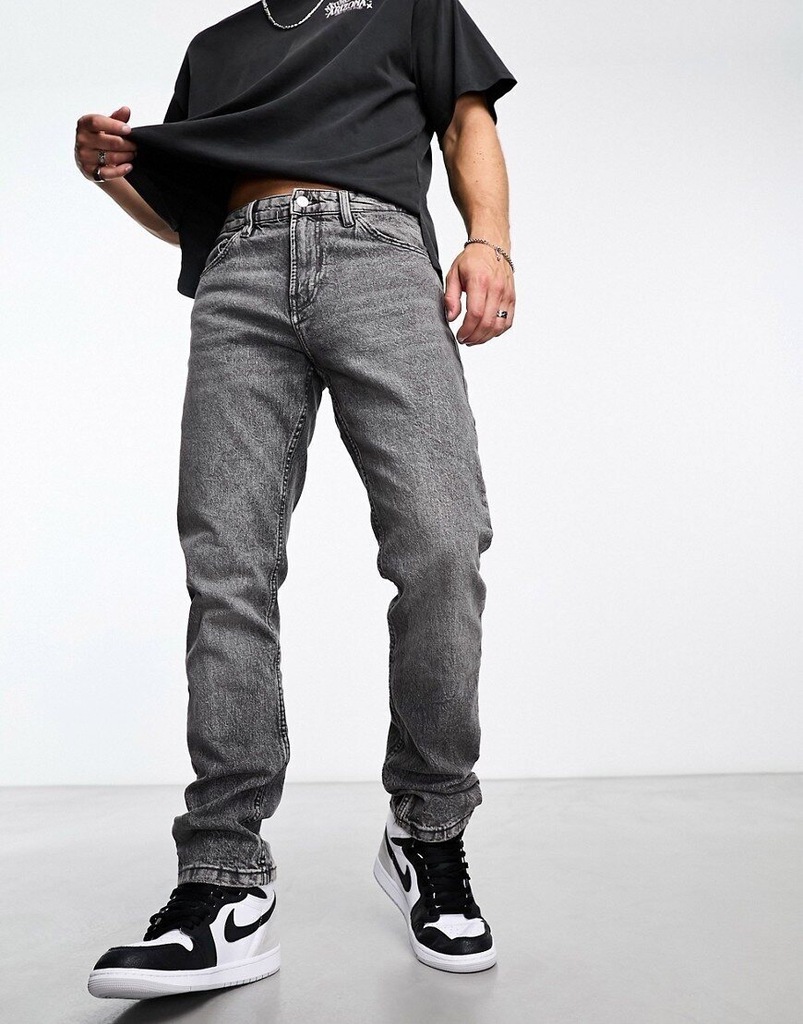Pull&Bear Czarne proste jeansy męskie 36