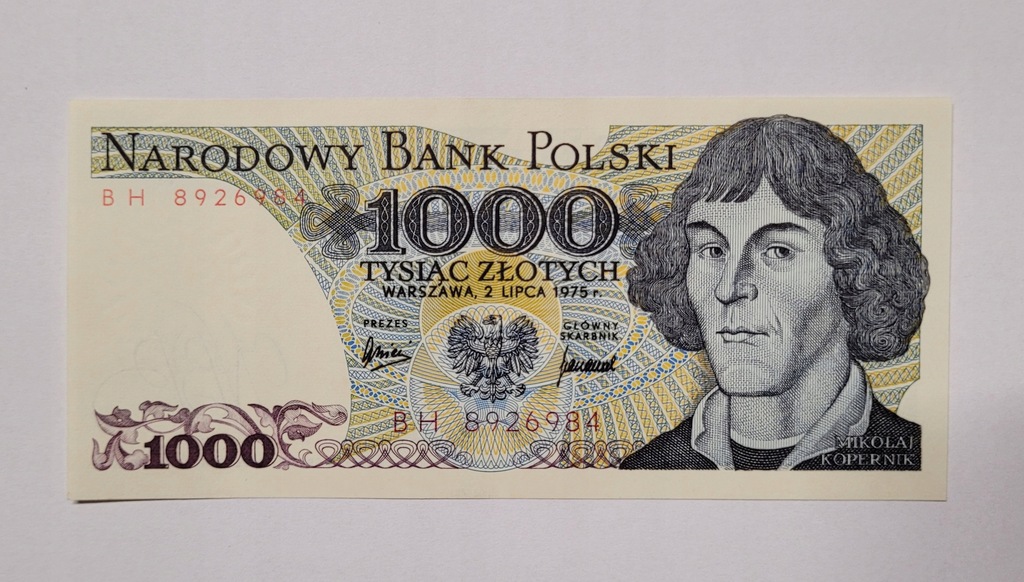 Banknot PRL 1000 zł seria BH ekstremalnie rzadka rok 1975