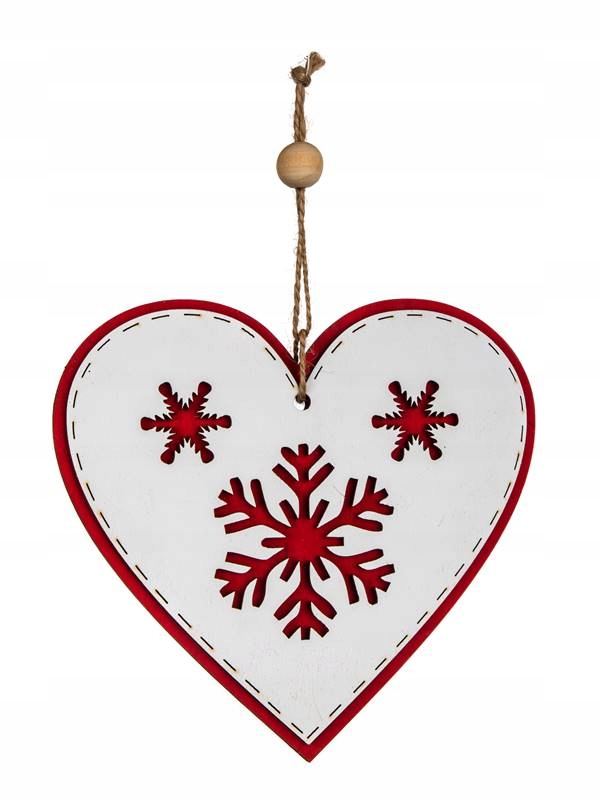 Serce - Biała Zawieszka Bożonarodzeniowa Home Decor 14,2 x 14,2 x 0,8 cm
