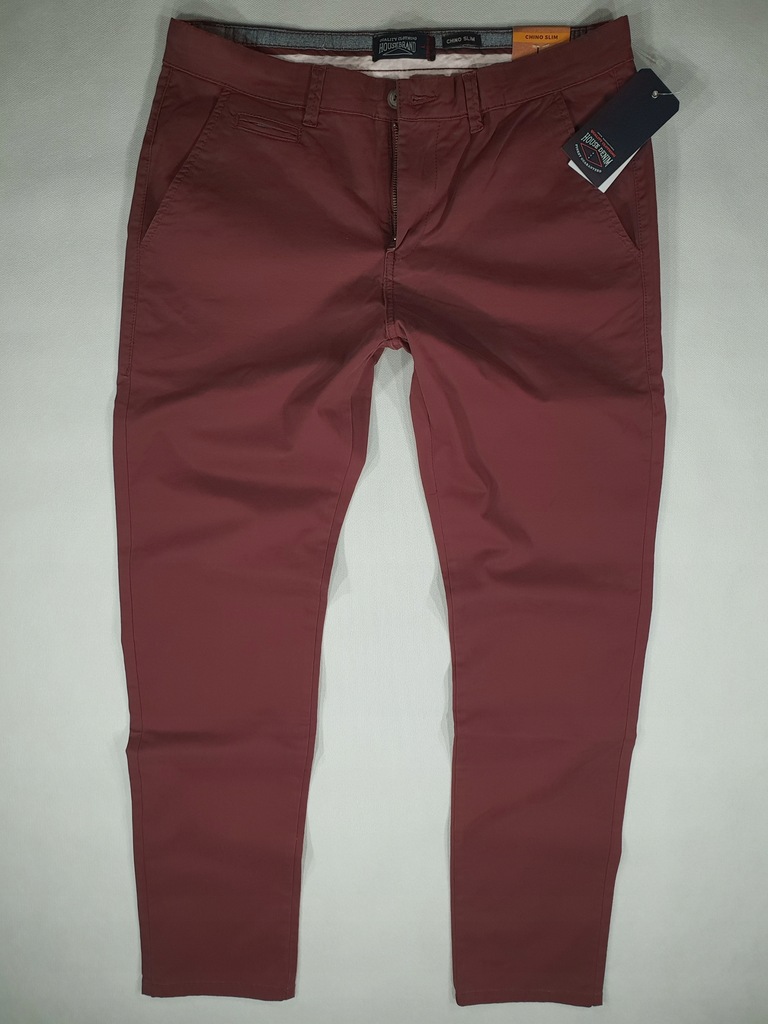 HOUSE bordowe spodnie chino slim NOWE XL 90cm