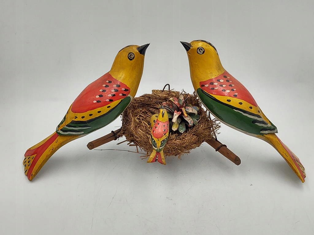 Figurka drewniana ludowa – ptaszki