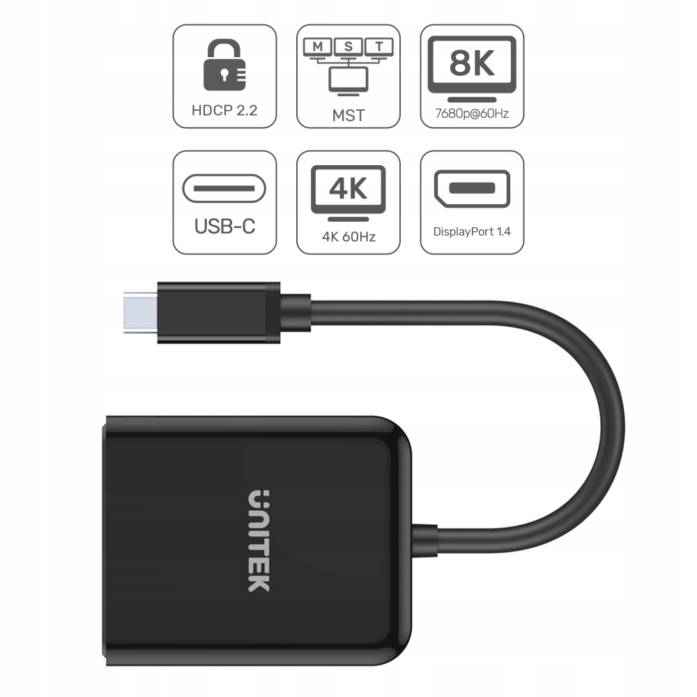 Adapter USB-C na 2x DP 1.4 8K 60Hz Unitek