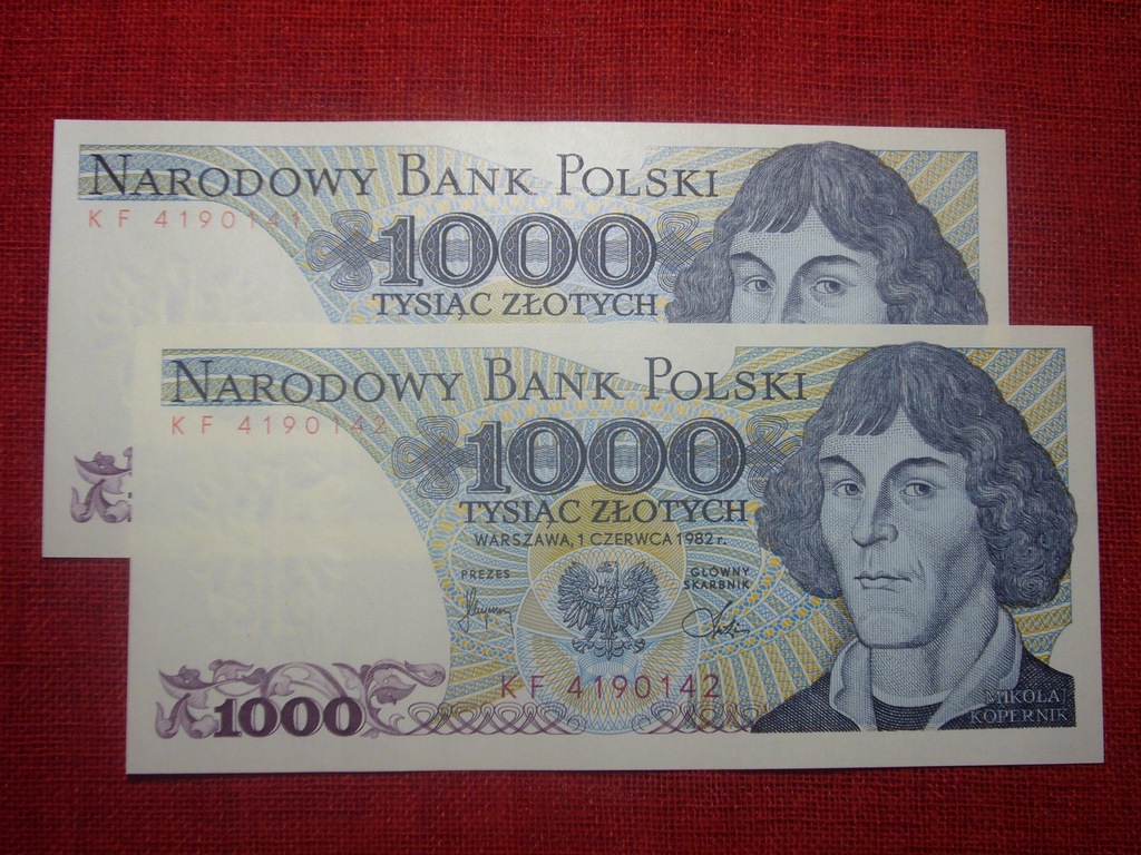 POLSKA PRL zestaw 2x1000 zł (kolejne numery) 1982 seria KF UNC