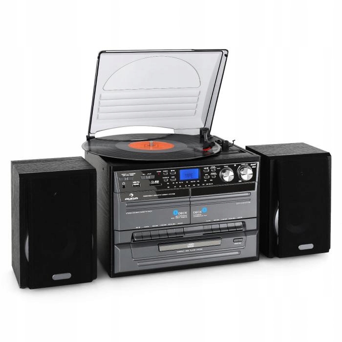 WIEŻA STEREO GRAMOFON KASETA USB/CD/FM Auna T5025