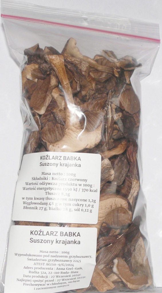 koźlarz babka grzyby suszone krajanka 2024r- BEZ ROBAKÓW !