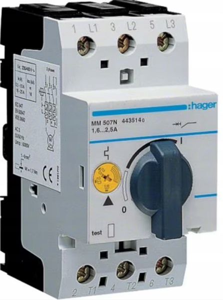 Wyłącznik silnikowy 1,6-2,5A 0,75kW MM507N Hager