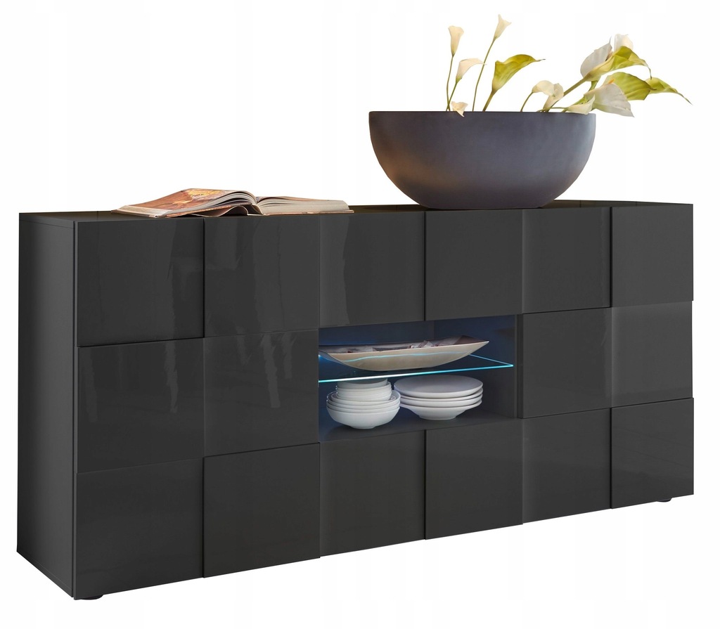 Купить Итальянский комод, глянцевый лак, антрацит Quatro: отзывы, фото ...