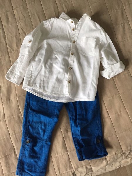 H&M spodnie 98 / 104 lato len ideał