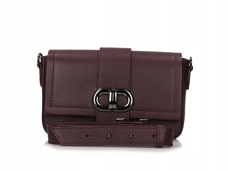 Toscanio Torebka Damska Skóra Naturalna Regulowany Pasek Bordowy C247