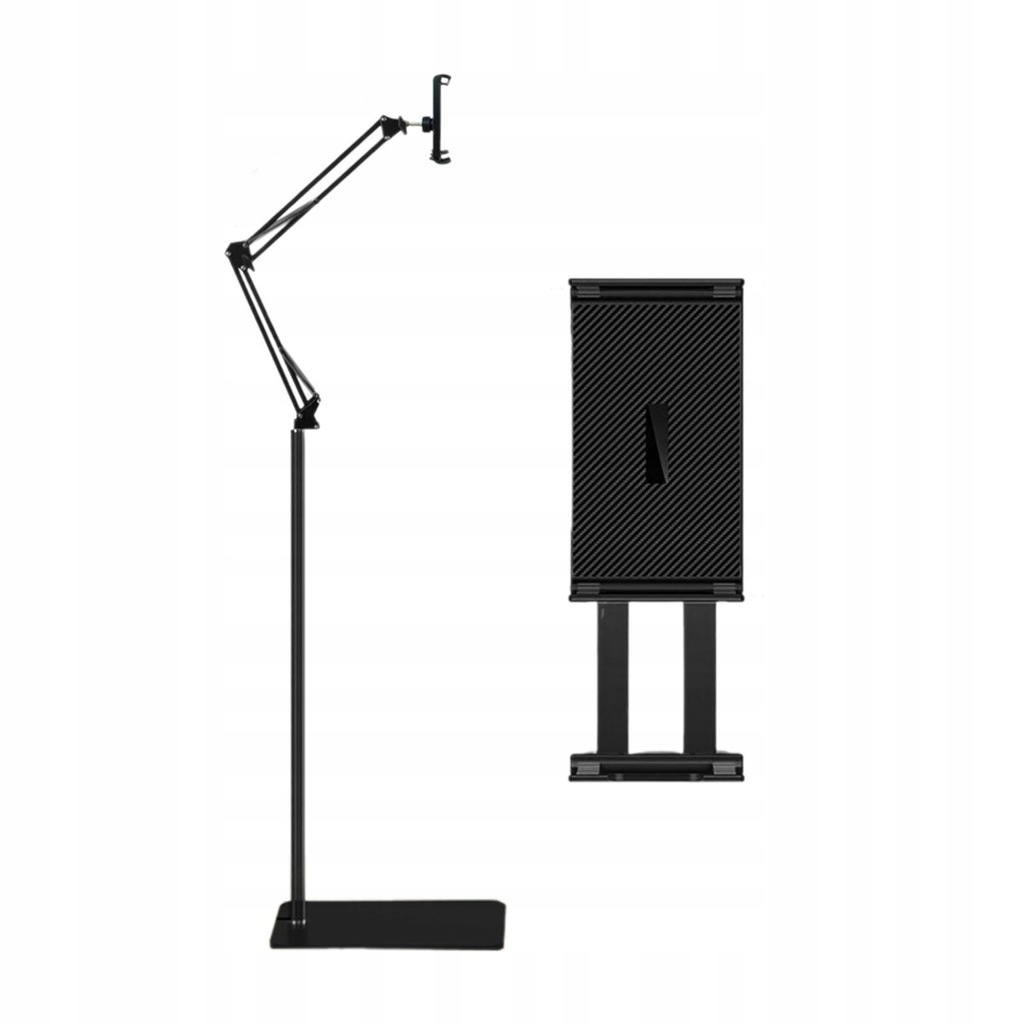 Tablet Floor Stand Portable Angle Height Adjustable Stable Base Black
