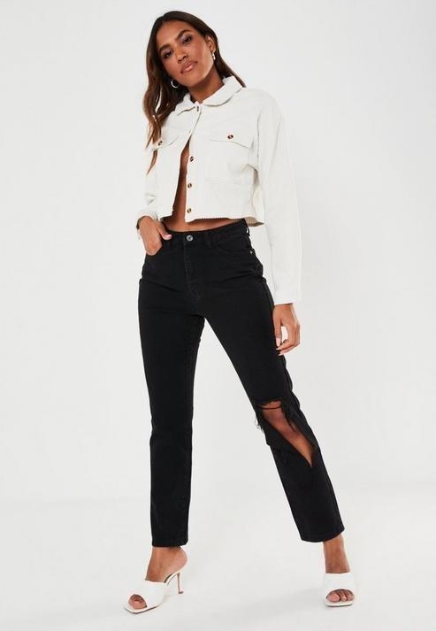 07N067 MISSGUIDED__MK1 SPODNIE JEANS ROZCIĘCIA__S