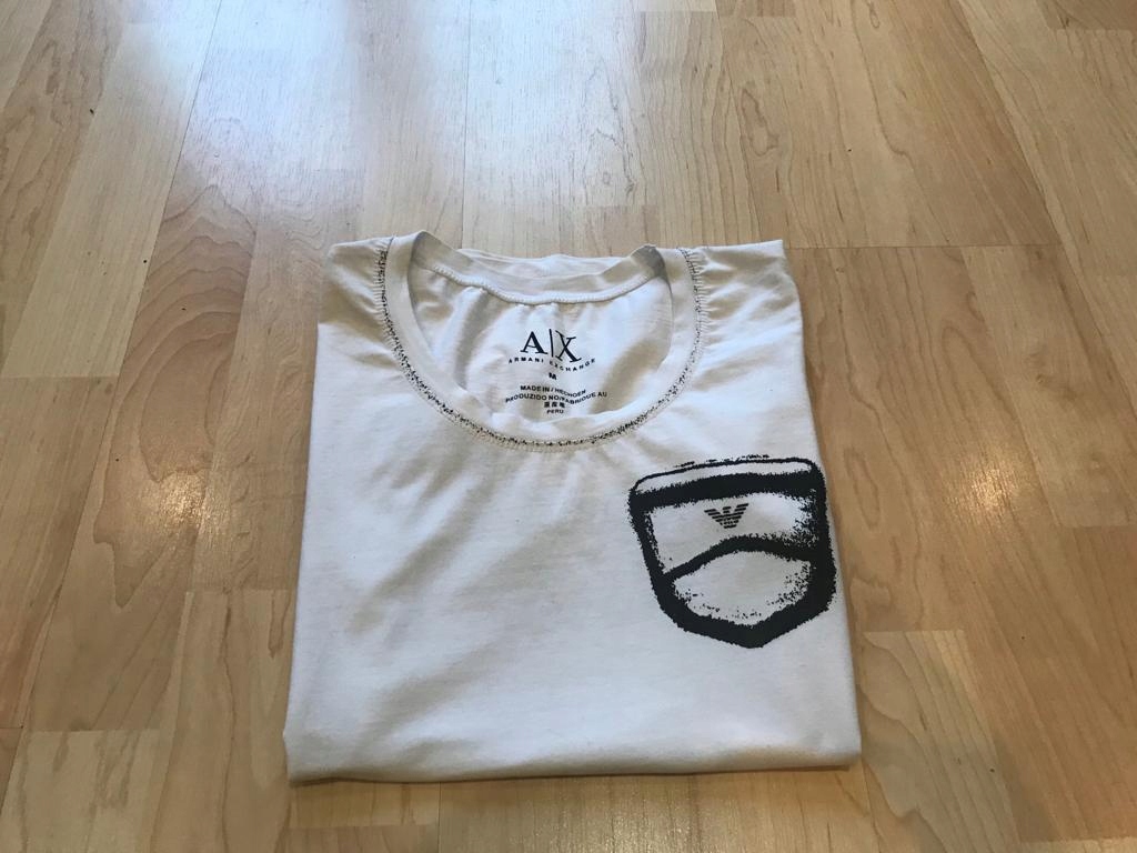 ARMANI EXCHANGE biała koszulka t-shirt logo XS S