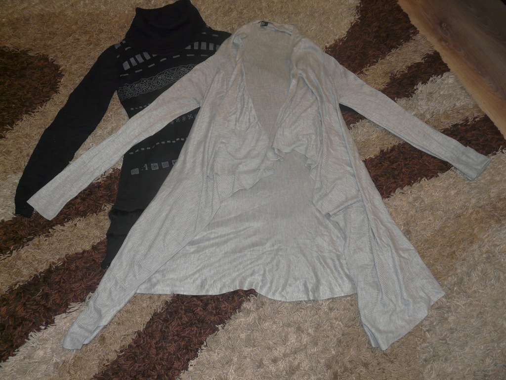 tunika dzianina 158 164 czarna + kardigan h&m