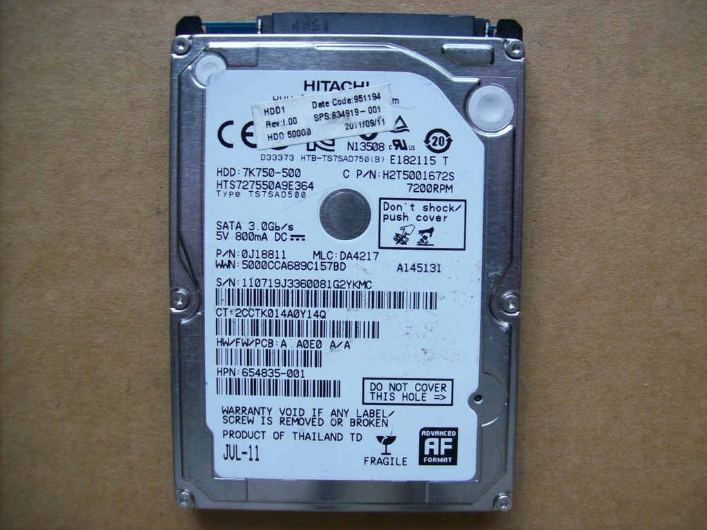 HITACHI 7K750-500 - HTS727550A9E364 - 500GB