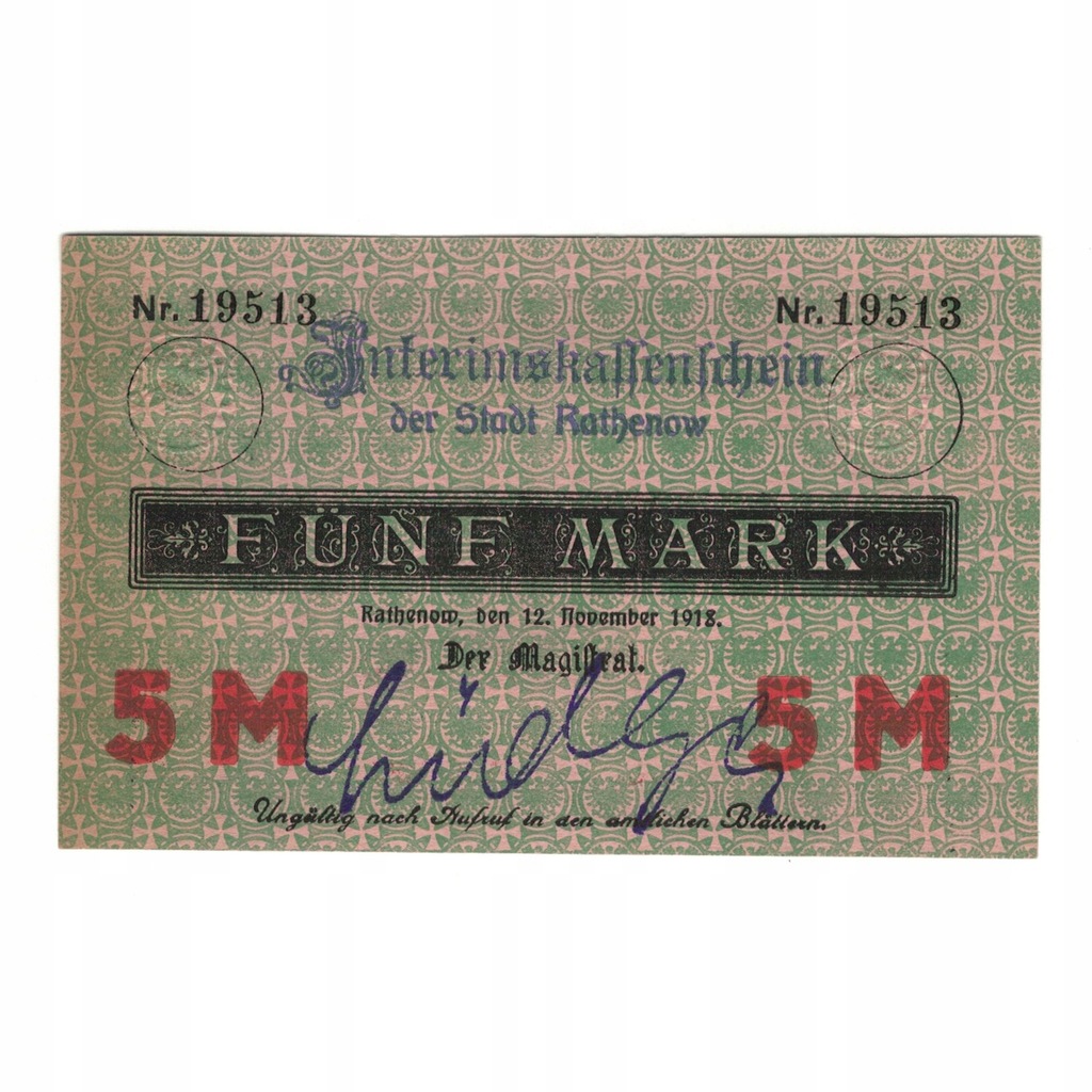 Banknot, Niemcy, Rathenow Stadt, 5 Mark, Texte, 19