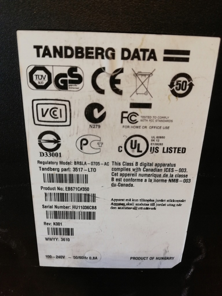 Купить Данные Tandberg BRSLA-0705-ac LTO3 SCSI SAS LTO 3: отзывы, фото, характеристики в интерне-магазине Aredi.ru