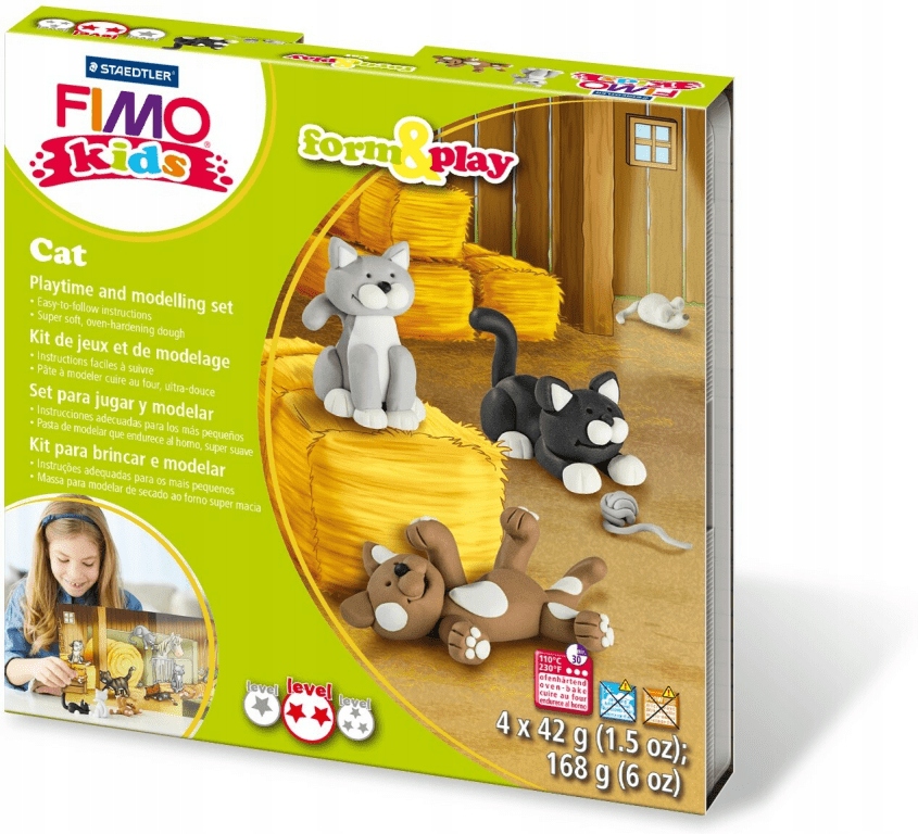 Zestaw Fimo Kids Form&Play Koty 4x42 g