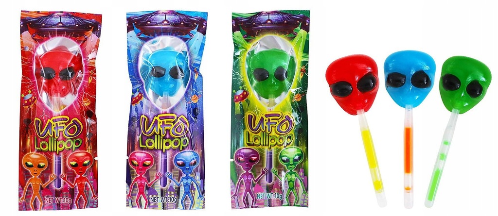 Lizak UFO Lollipop Świecący Patyczek 1szt x 10g