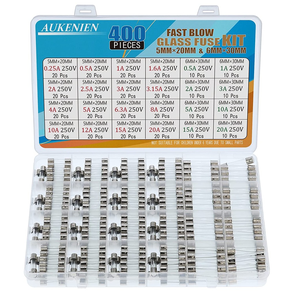 Bezpieczniki szklane 250V zestaw 400szt