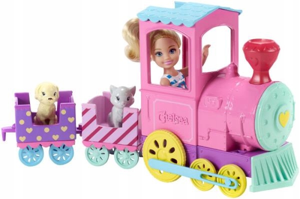 Barbie Lalka Chelsea + pociąg ze zwierzakami FRL86